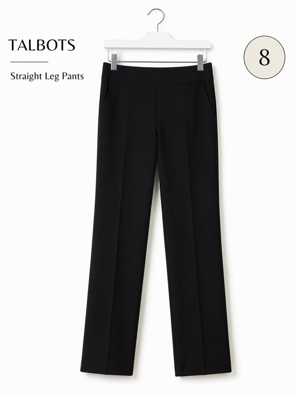 Talbots Bi-Stretch Straight Leg Pants Black Work Dress Pants Size 8
